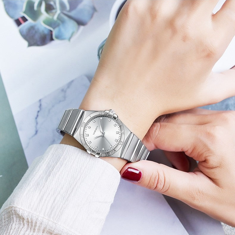 Classic Matching Watches for Couples Silver Stainless Steel Gift Set-Grainvity
