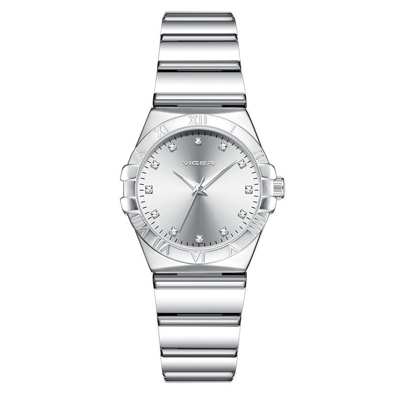 Classic Matching Watches for Couples Silver Stainless Steel Gift Set-Grainvity
