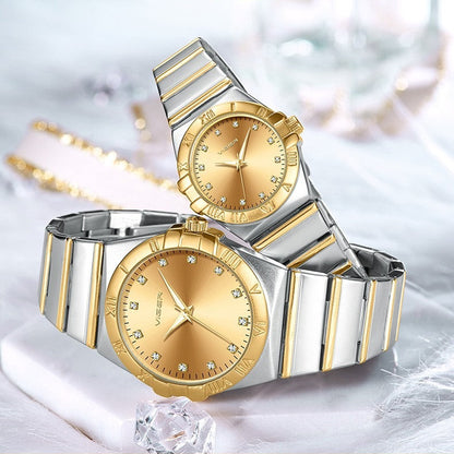 Classic Matching Watches for Couples Silver Stainless Steel Gift Set-Grainvity