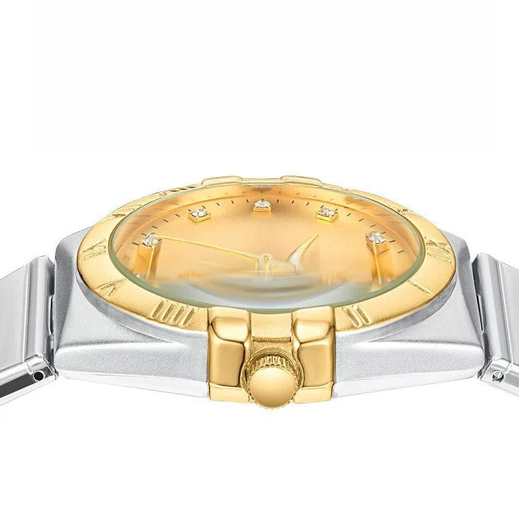 Classic Matching Watches for Couples Silver Stainless Steel Gift Set-Grainvity