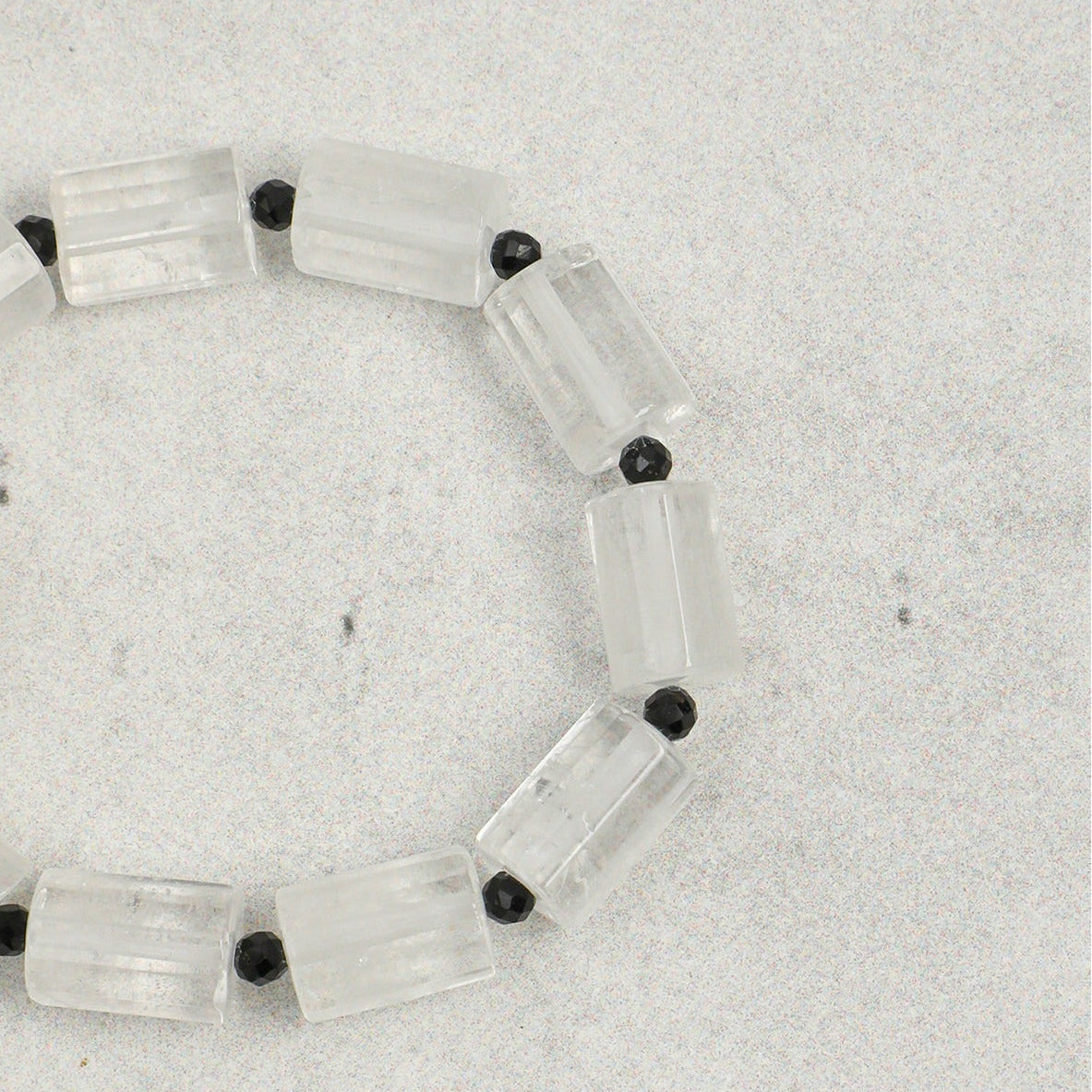 Clear Quartz Black Tourmaline Baroque Bracelet