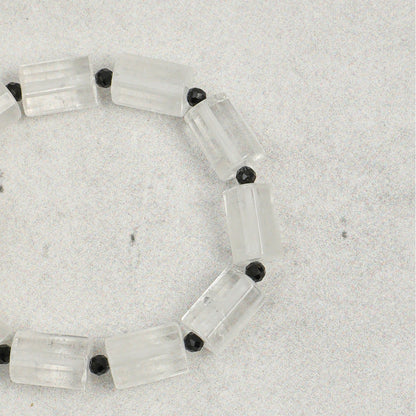 Clear Quartz Black Tourmaline Baroque Bracelet