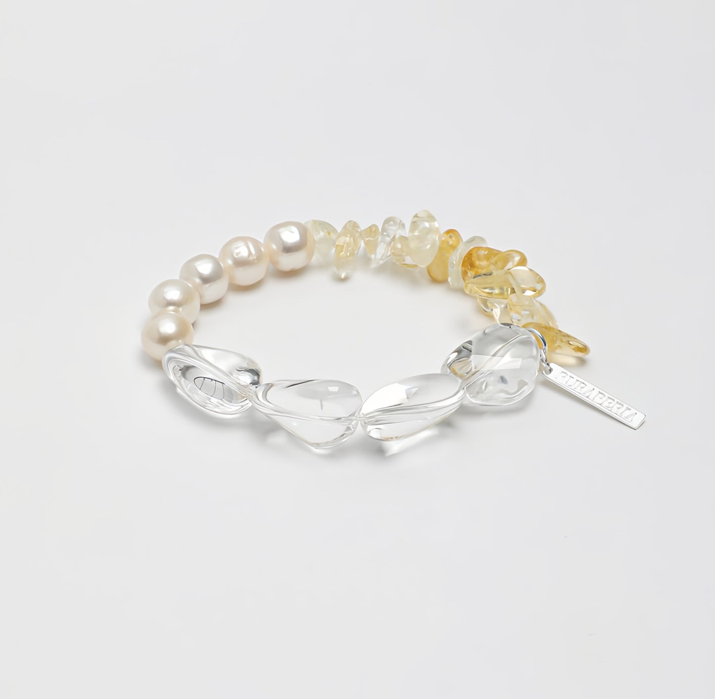 Clear Quartz Citrine Pearl Bracelet