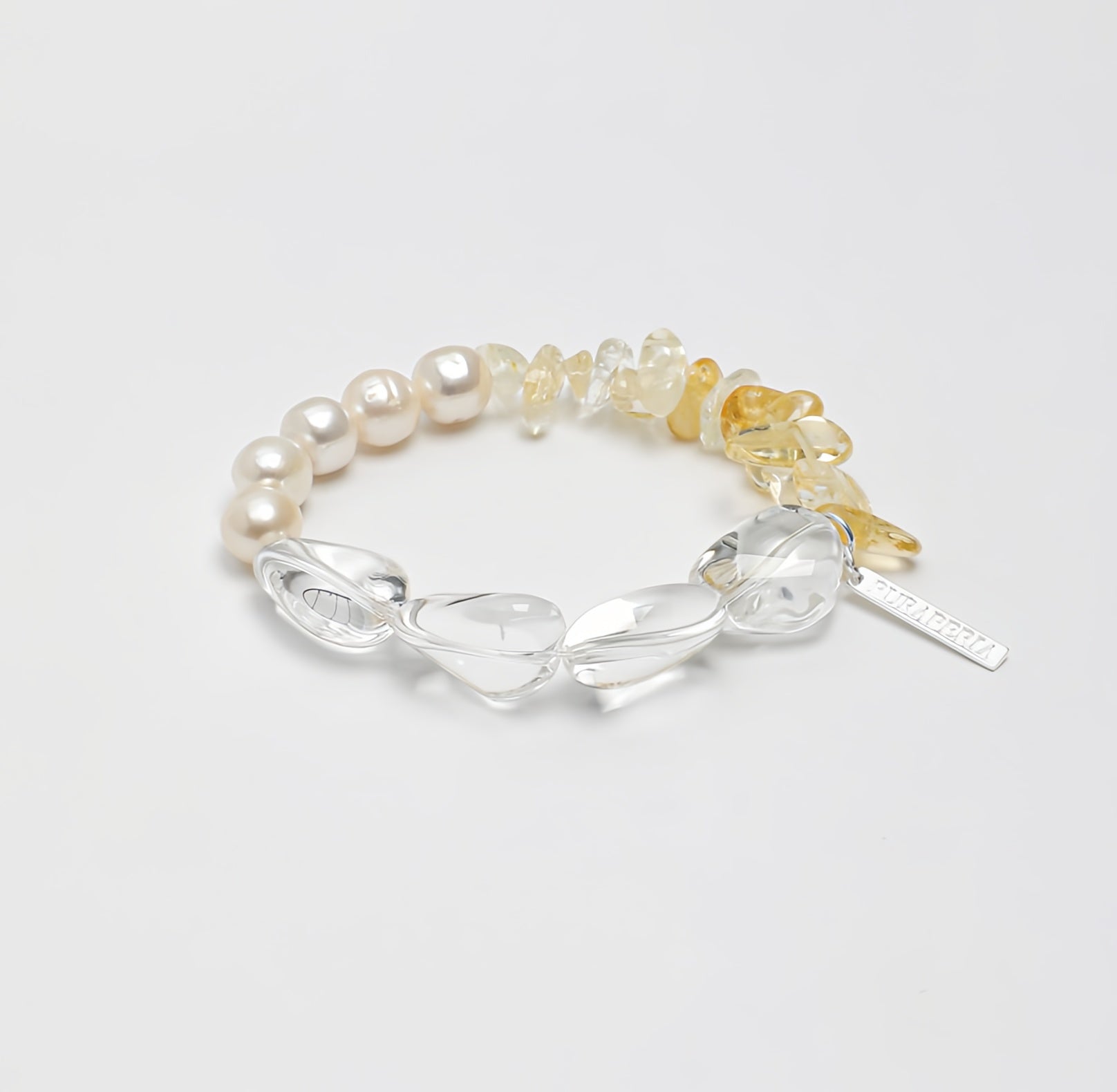 Clear Quartz Citrine Pearl Bracelet