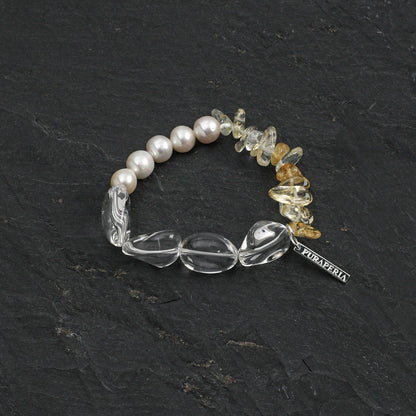 Clear Quartz Citrine Pearl Bracelet
