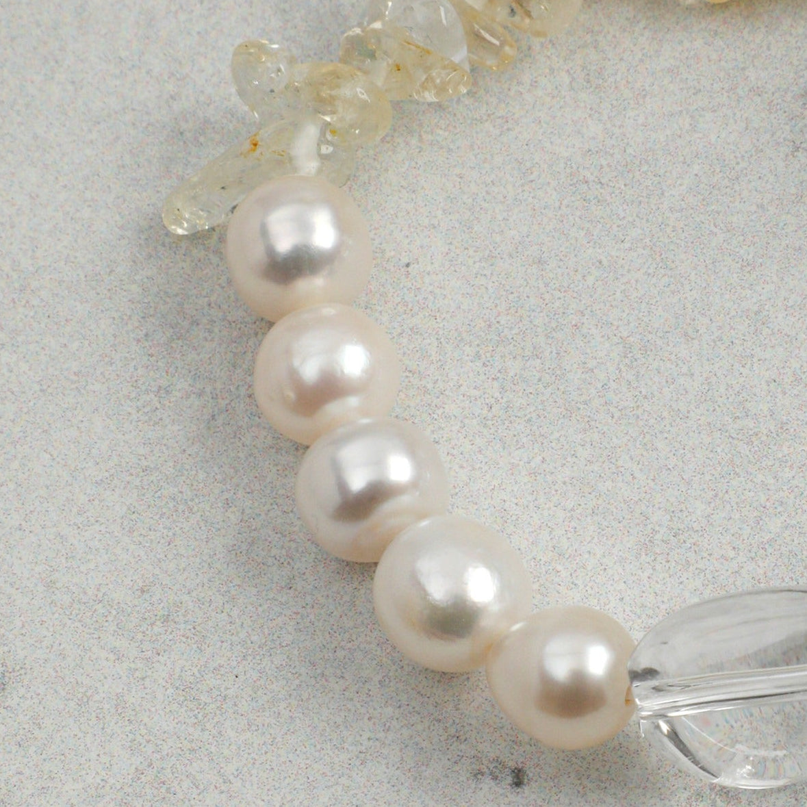 Clear Quartz Citrine Pearl Bracelet