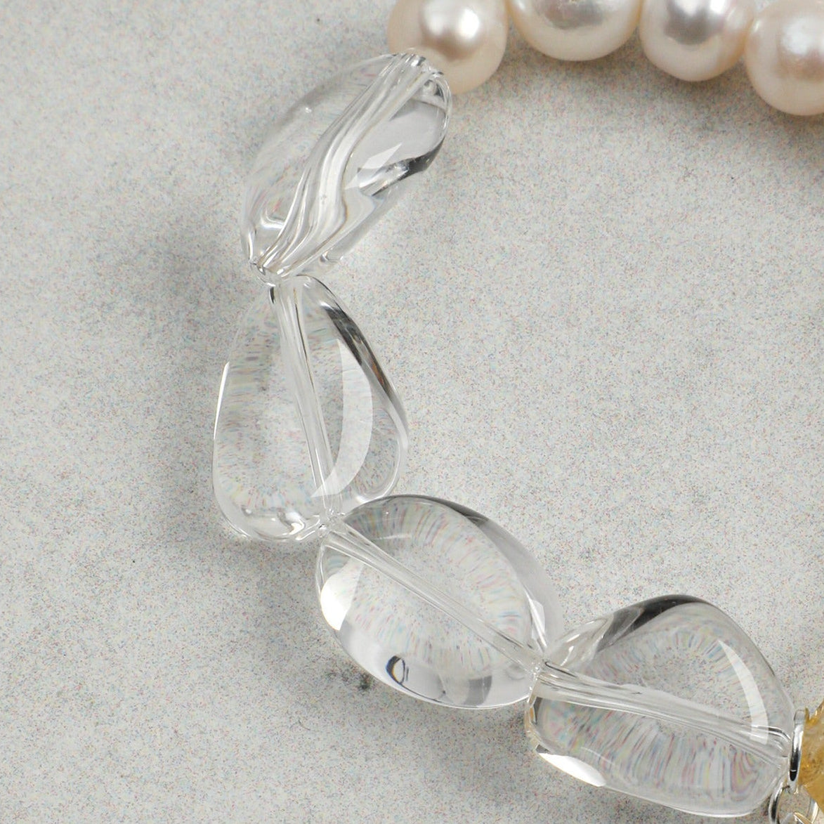 Clear Quartz Citrine Pearl Bracelet
