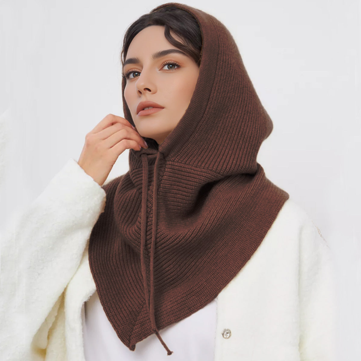 Coffee Scarf Hat Women Woolen Hat