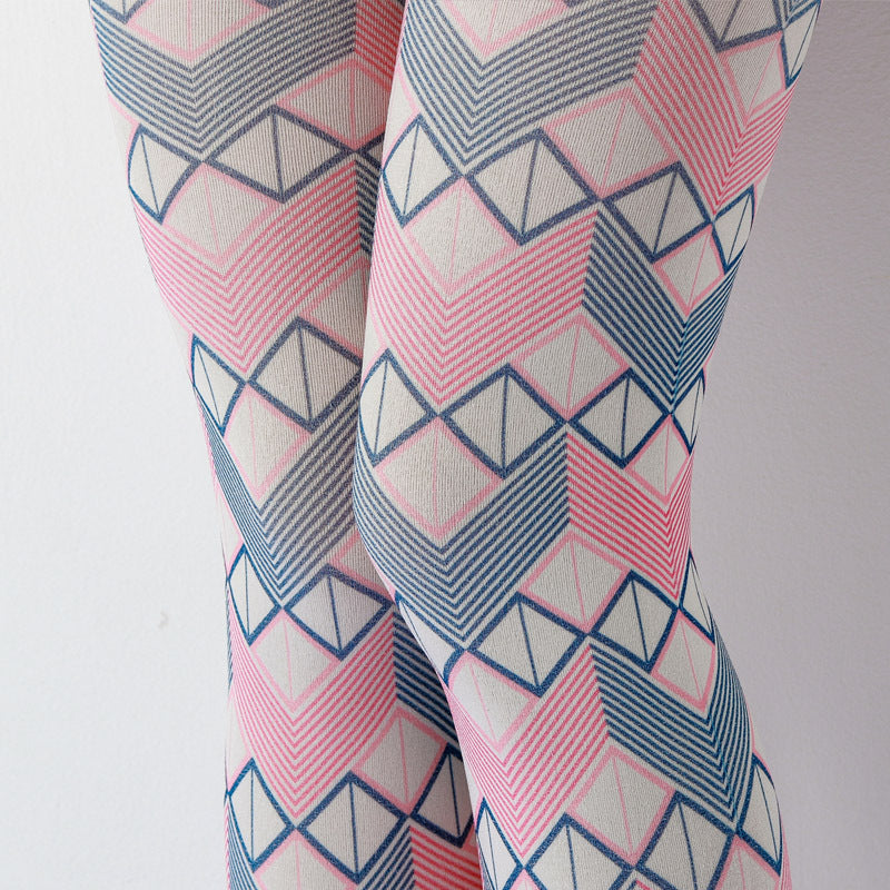 Colored Geometric  Checked Tights