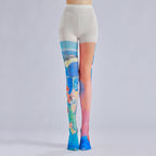 Colorful Painting Women Tights with high elasticity and compression,shaping fit and ideal for weddings, parties, ethnic outfits, and street fashion