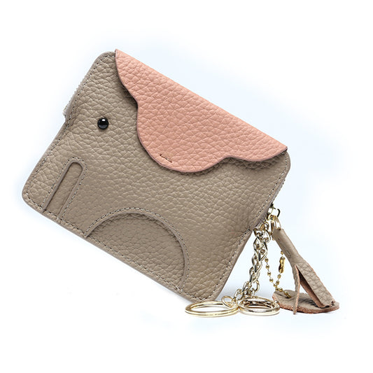 Colour-Block Elephant Leather Coin Purse – Genuine Cowhide Mini Bag