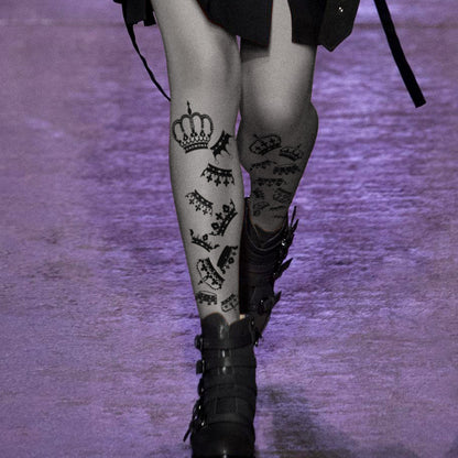 Crown Velvet Tights