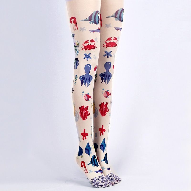 Sea life tights with high elasticity, perfect for parties, cosplay, events, and street fashion