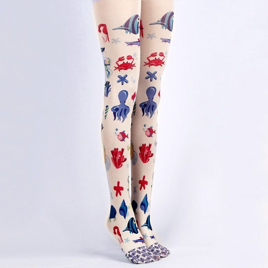 Fish Funky Women Tights with high elasticity, perfect for parties, cosplay, events, and street fashion
