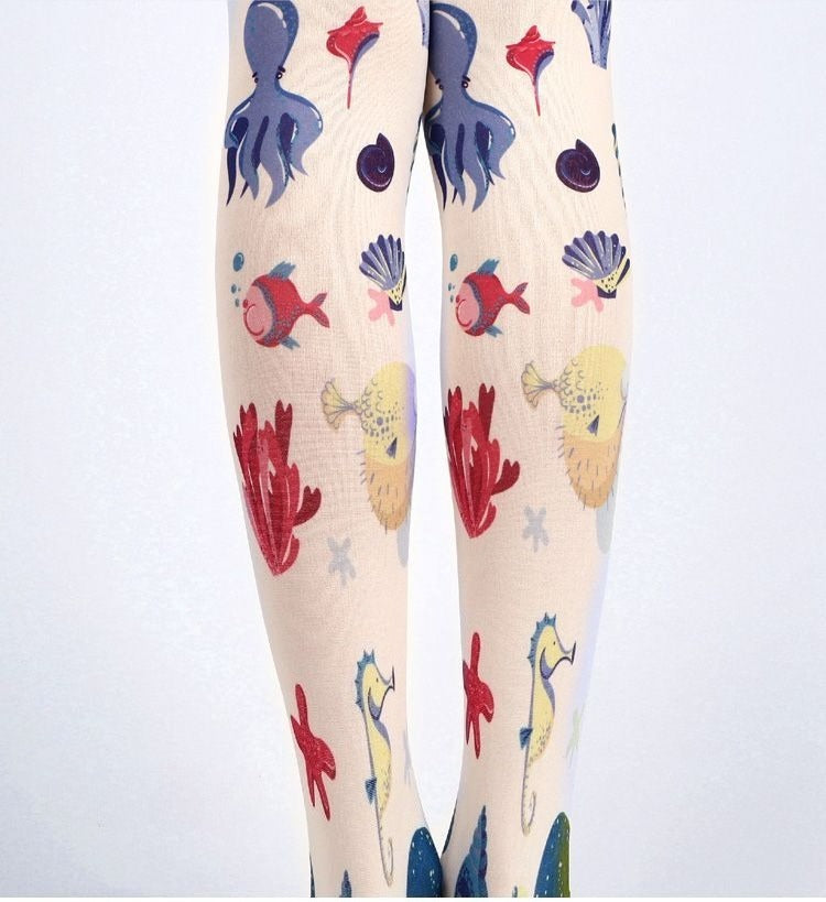 Sea life tights with high elasticity, perfect for parties, cosplay, events, and street fashion