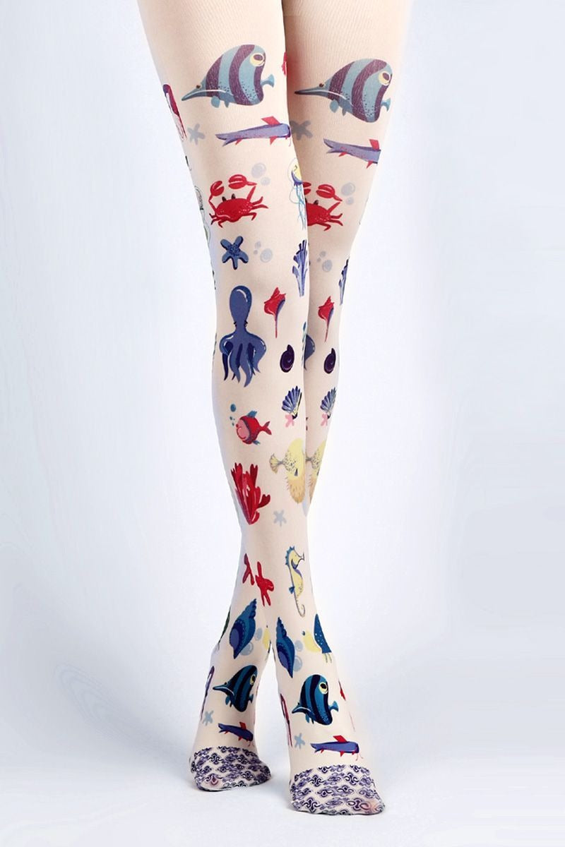 Sea life tights with high elasticity, perfect for parties, cosplay, events, and street fashion
