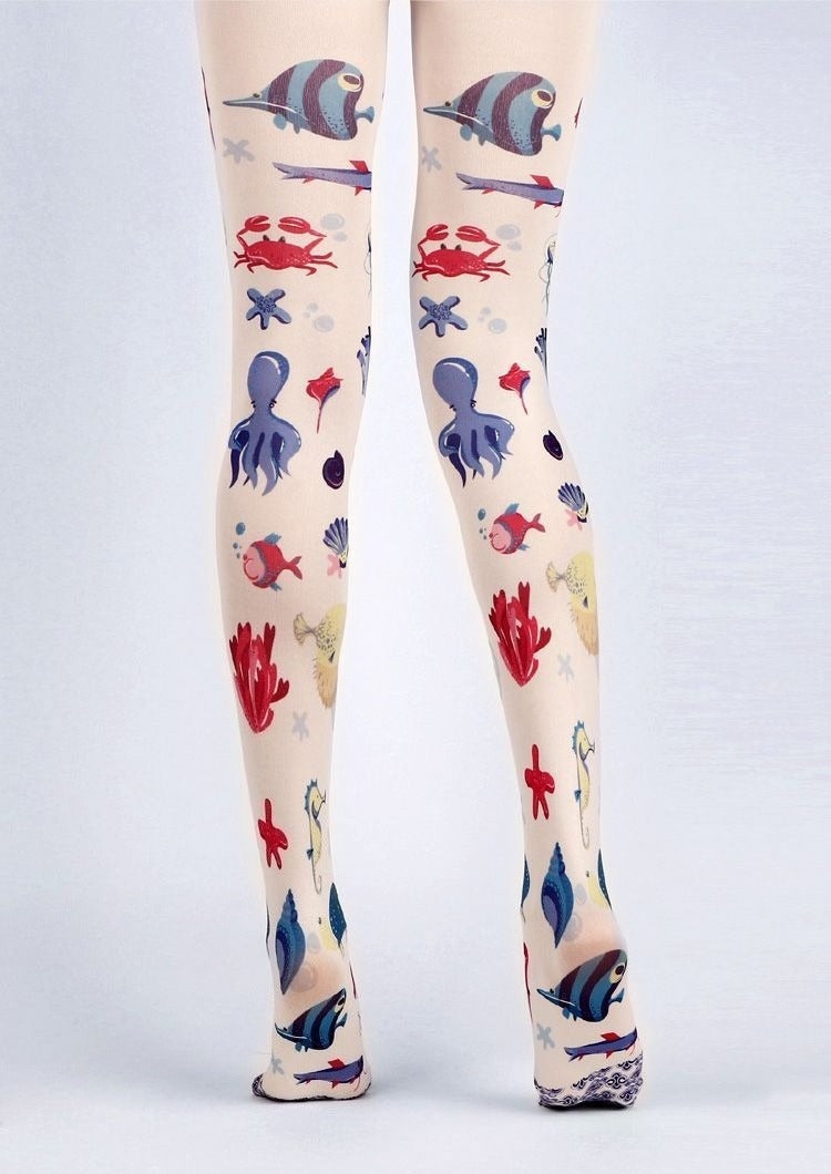 Sea life tights with high elasticity, perfect for parties, cosplay, events, and street fashion
