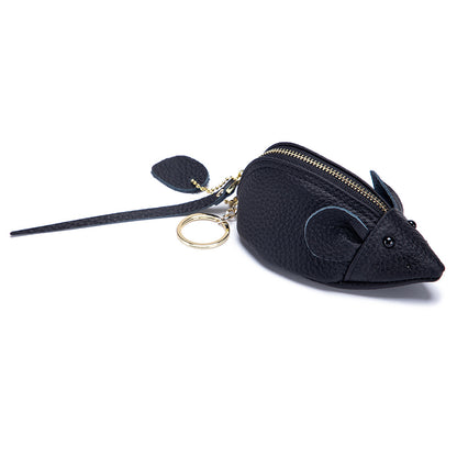Cute Mouse Leather Coin Purse – Mini Cowhide Cartoon Bag