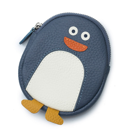 Cute Penguin Shaped Leather Coin Purse – Mini Cowhide Animal Clutch Bag
