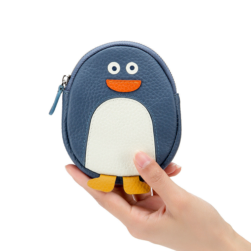 Cute Penguin Shaped Leather Coin Purse – Mini Cowhide Animal Clutch Bag