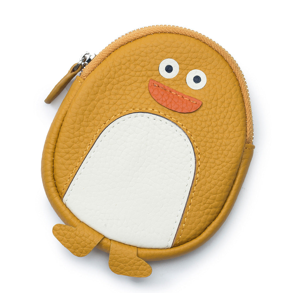Cute Penguin Shaped Leather Coin Purse – Mini Cowhide Animal Clutch Bag