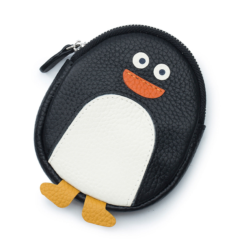 Cute Penguin Shaped Leather Coin Purse – Mini Cowhide Animal Clutch Bag