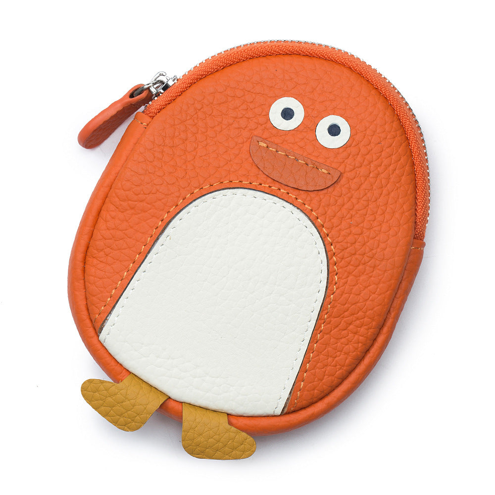Cute Penguin Shaped Leather Coin Purse – Mini Cowhide Animal Clutch Bag