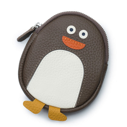 Cute Penguin Shaped Leather Coin Purse – Mini Cowhide Animal Clutch Bag