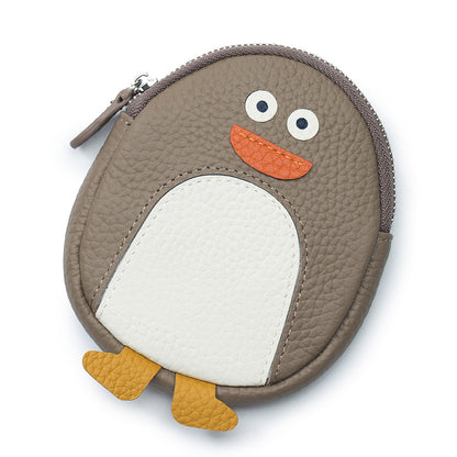 Cute Penguin Shaped Leather Coin Purse – Mini Cowhide Animal Clutch Bag