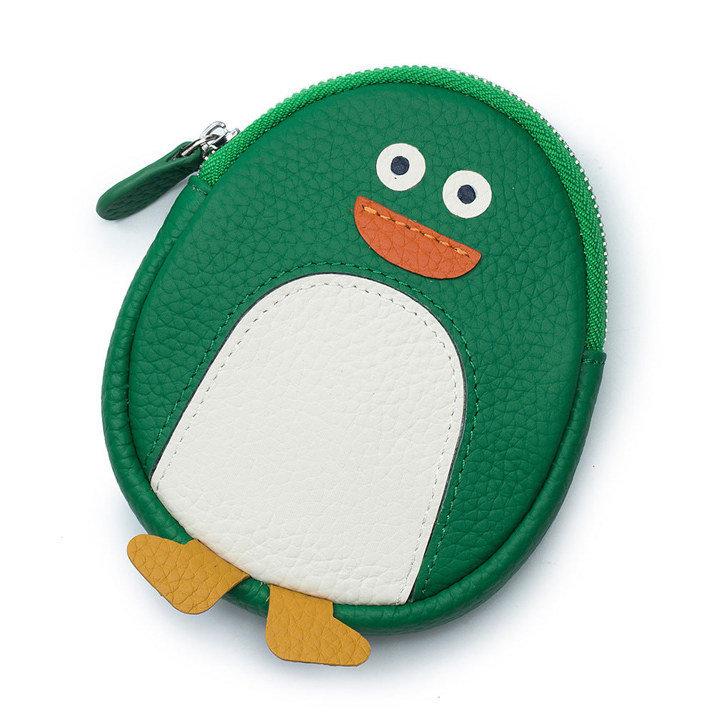 Cute Penguin Shaped Leather Coin Purse – Mini Cowhide Animal Clutch Bag