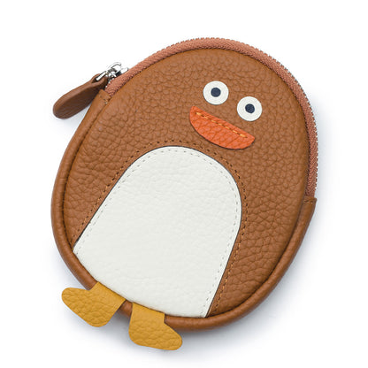 Cute Penguin Shaped Leather Coin Purse – Mini Cowhide Animal Clutch Bag