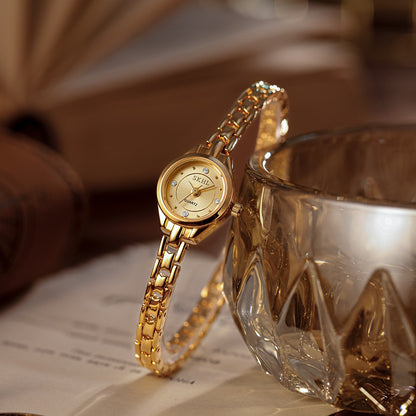 Dainty Round Gold Watch for women