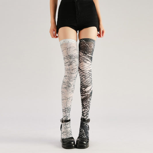 Gothic Dark Line Stockings with high elasticity, perfect for parties, cosplay, events, and street fashion