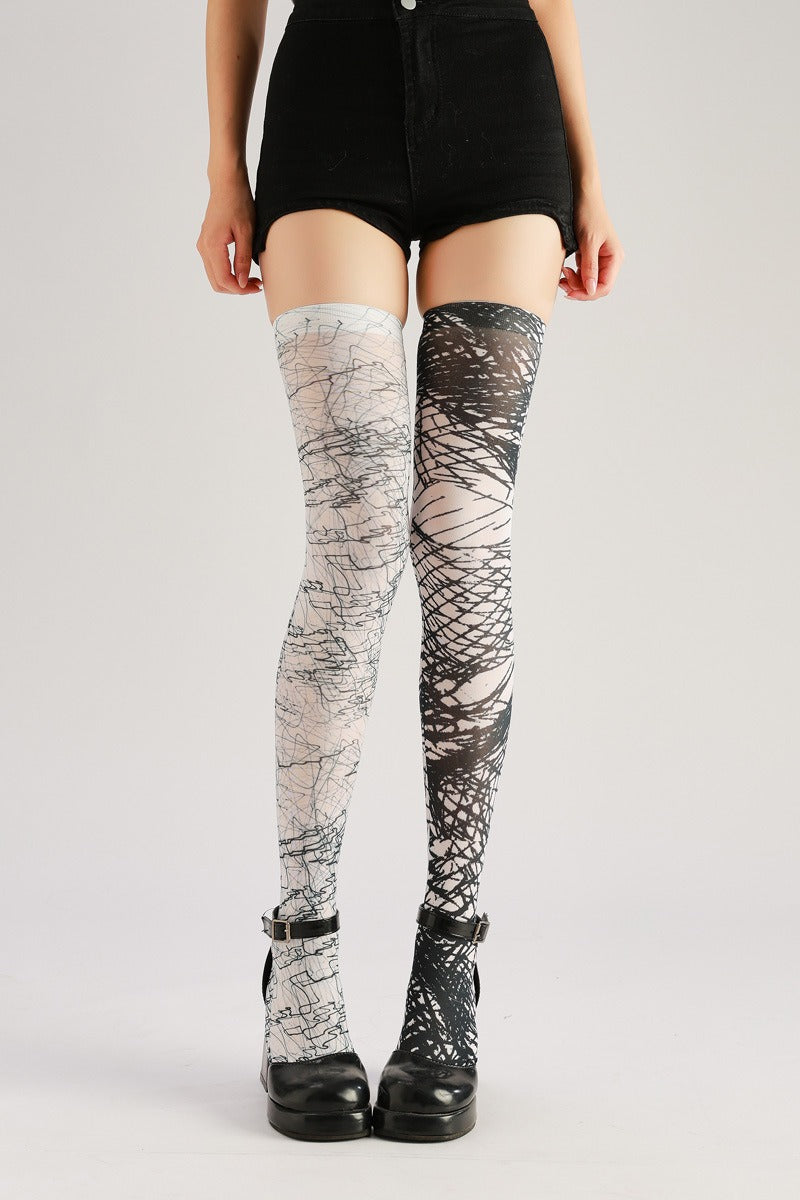 Gothic Dark Line Stockings with high elasticity, perfect for parties, cosplay, events, and street fashion