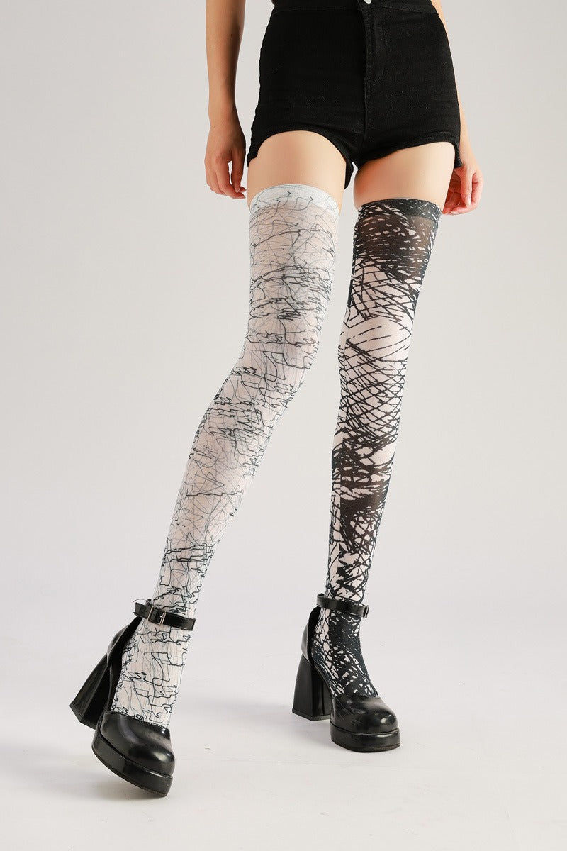 Gothic Dark Line Stockings with high elasticity, perfect for parties, cosplay, events, and street fashion