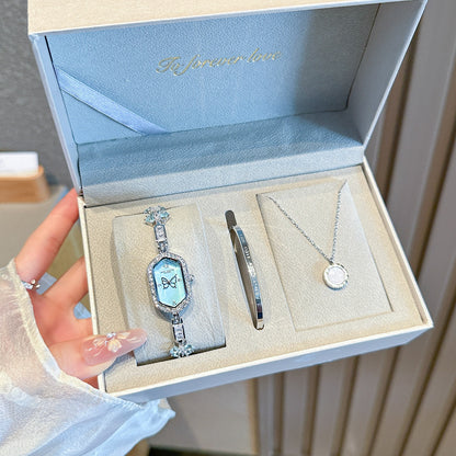Rotating Butterfly Watch Gift Set with Matching Bangle & Necklace set