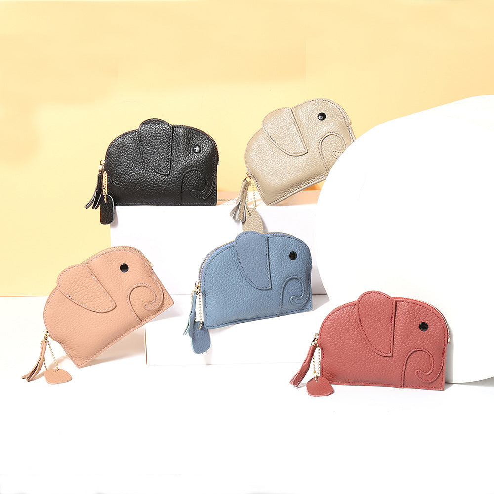 Elephant  Mini Purse – Genuine Cowhide Coin & Card Bag