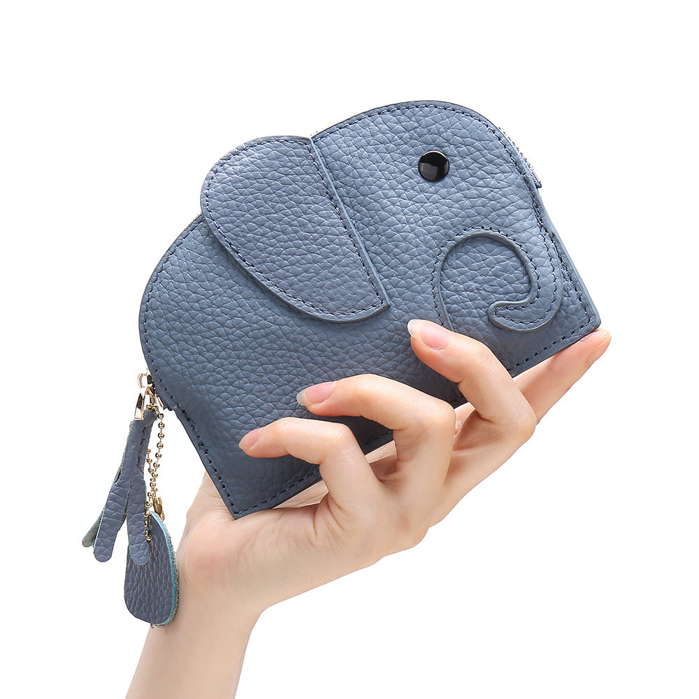 Elephant  Mini Purse – Genuine Cowhide Coin & Card Bag