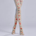 Elizabethan Floral Tights with high elasticity and compression,shaping fit and ideal for weddings, parties, ethnic outfits, and street fashion