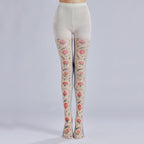 Elizabethan Floral Tights with high elasticity and compression,shaping fit and ideal for weddings, parties, ethnic outfits, and street fashion