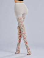 Elizabethan Floral Tights with high elasticity and compression,shaping fit and ideal for weddings, parties, ethnic outfits, and street fashion