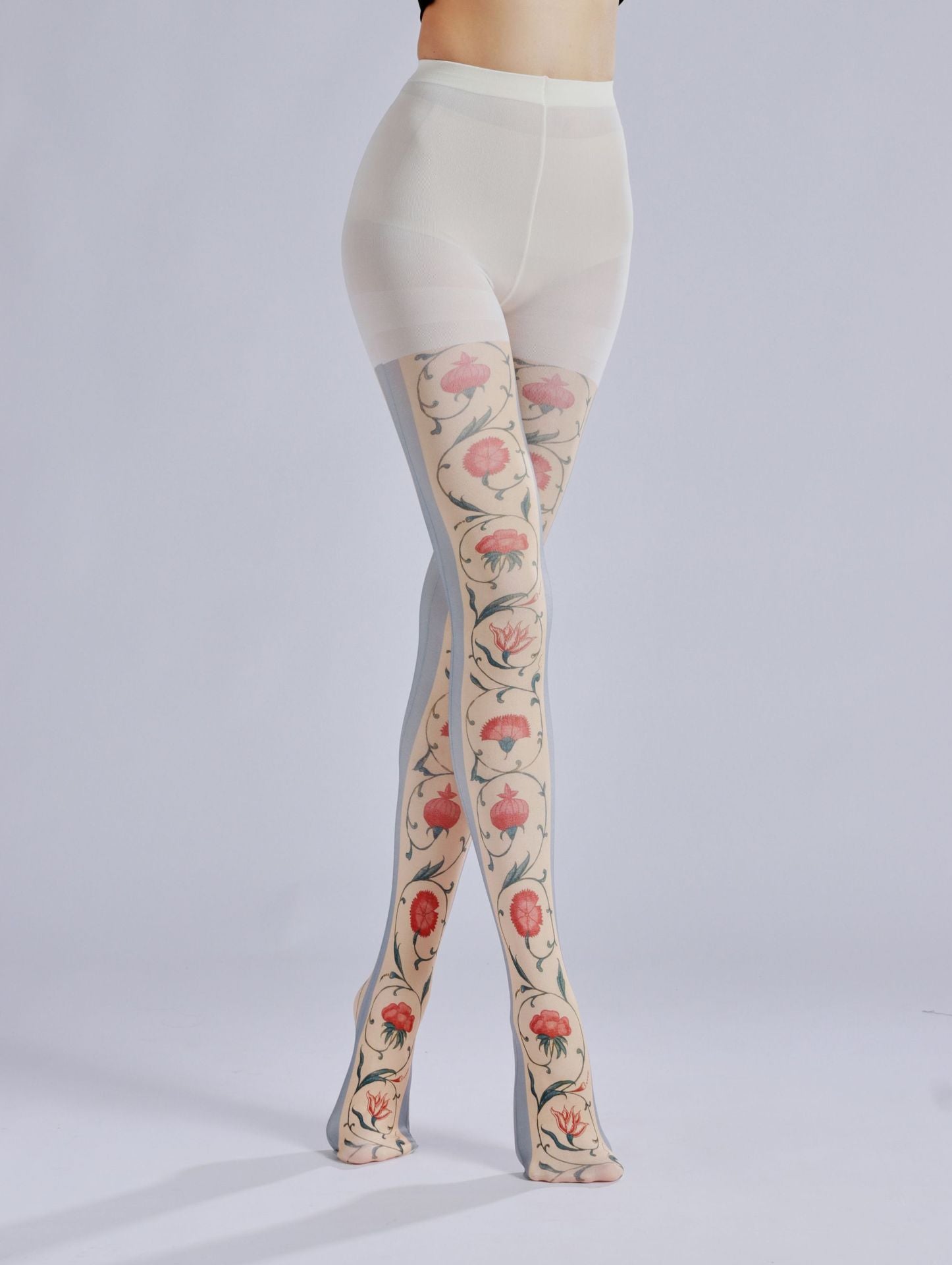Elizabethan Floral Tights with high elasticity and compression,shaping fit and ideal for weddings, parties, ethnic outfits, and street fashion