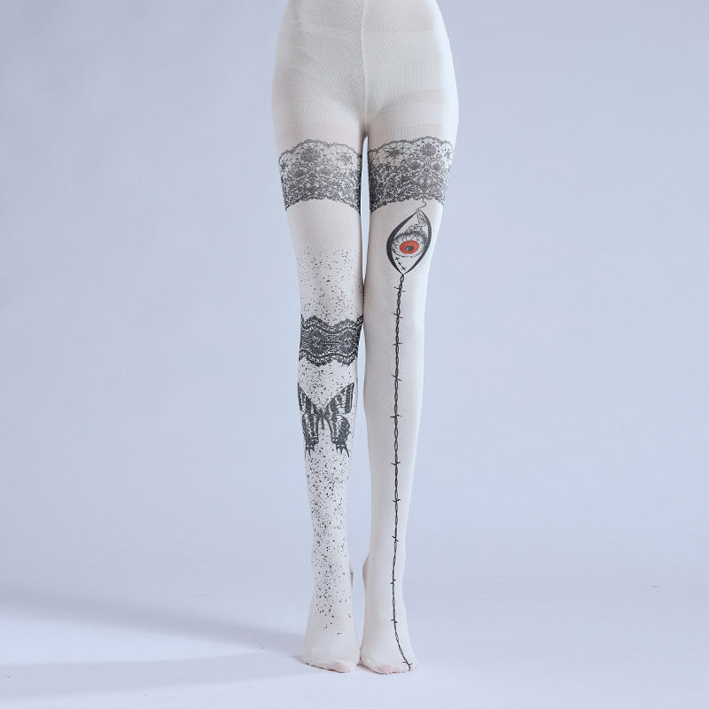 Evil Eye Women Tights with high elasticity, perfect for parties, cosplay, events, and street fashion