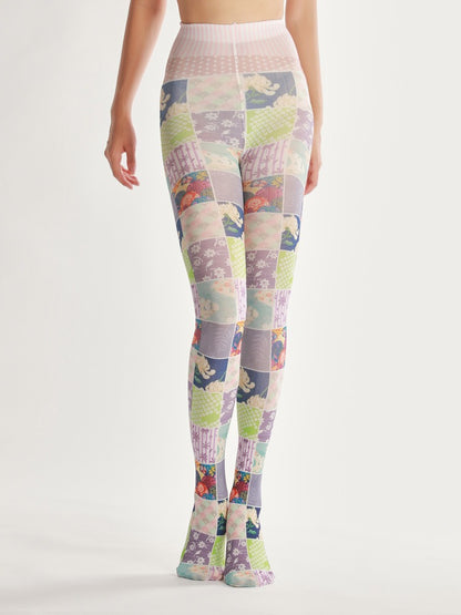 Vintage Floral Patchwork Art Women Tights
