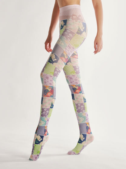 Vintage Floral Patchwork Art Women Tights