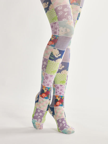 Vintage Floral Patchwork Art Women Tights