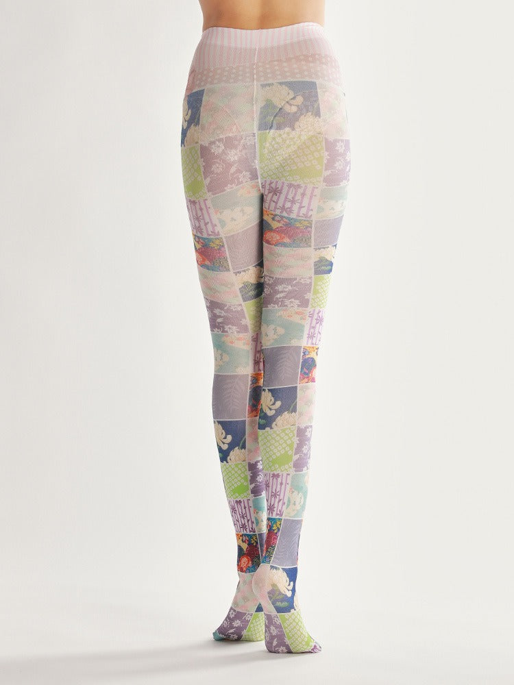 Vintage Floral Patchwork Art Women Tights