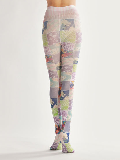 Vintage Floral Patchwork Art Women Tights