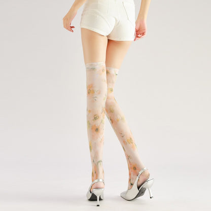 Floral Knee High Socks with high elasticity and compression,shaping fit and ideal for weddings, parties, ethnic outfits, and street fashion