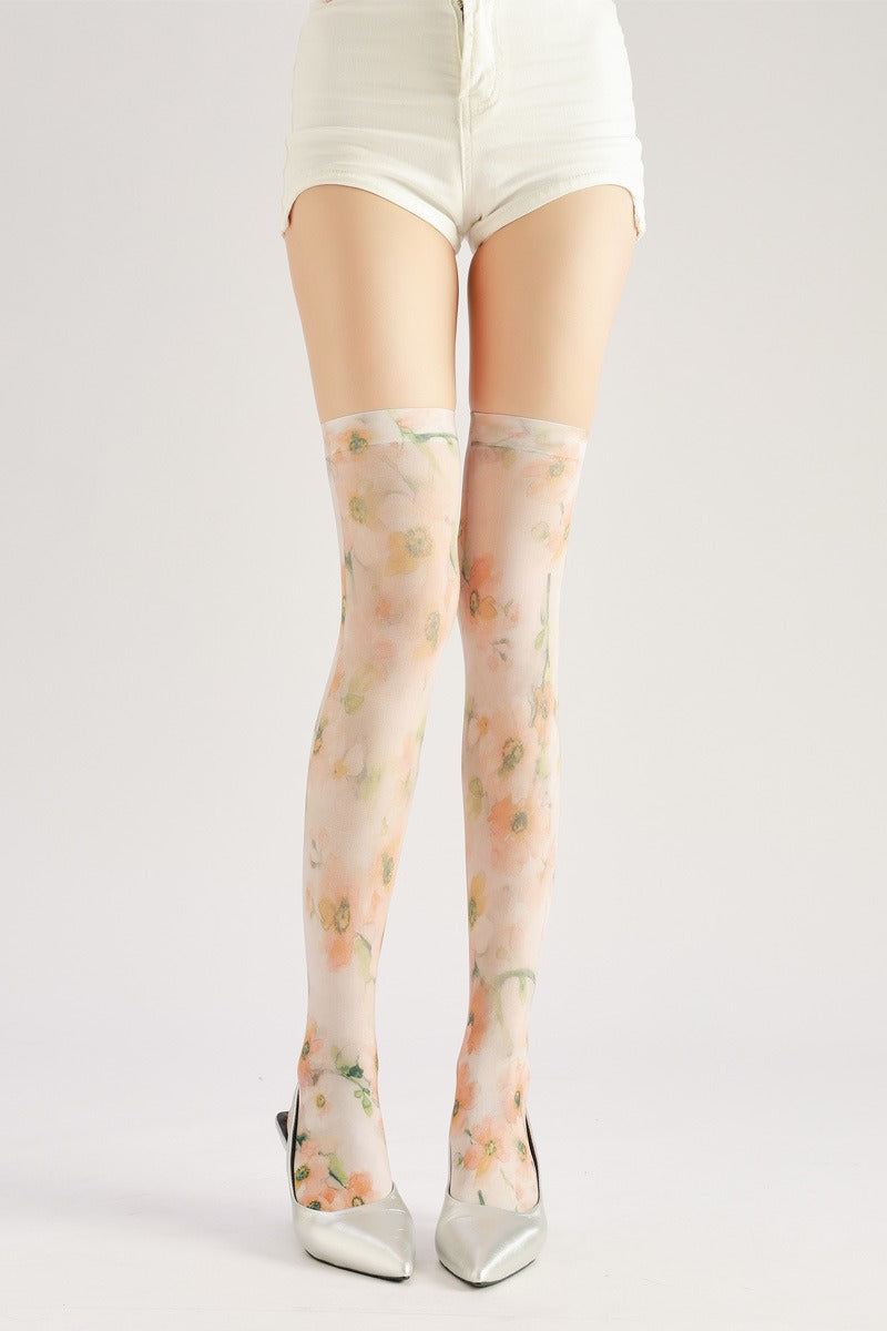 Floral Knee High Socks with high elasticity and compression,shaping fit and ideal for weddings, parties, ethnic outfits, and street fashion